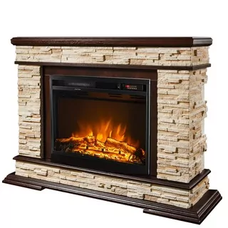 Voľne stojaci krb s funkciou ohrevu, elektrický Art Flame, odtiene hnedej, 1500 W, 118 x 88 x 30,5 cm
